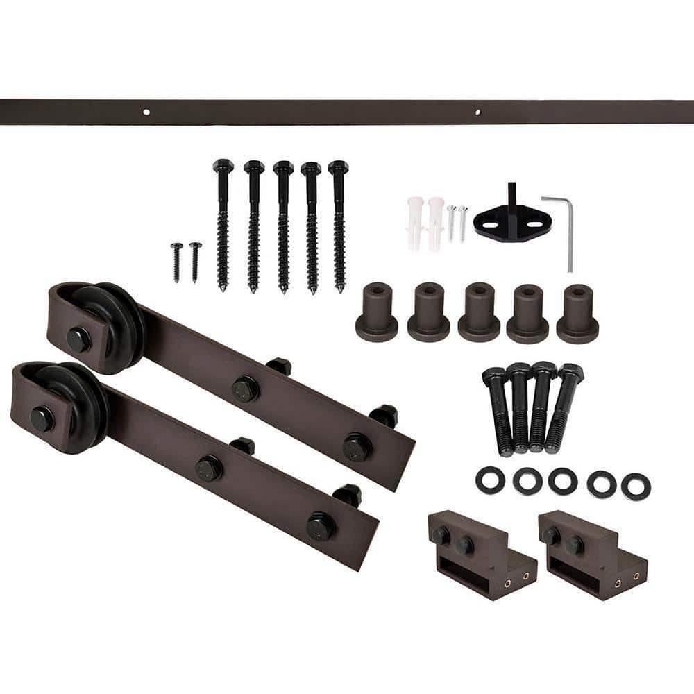 72" x 84" Smoke Gray Stained Solid Pine Double Barn Door Kit