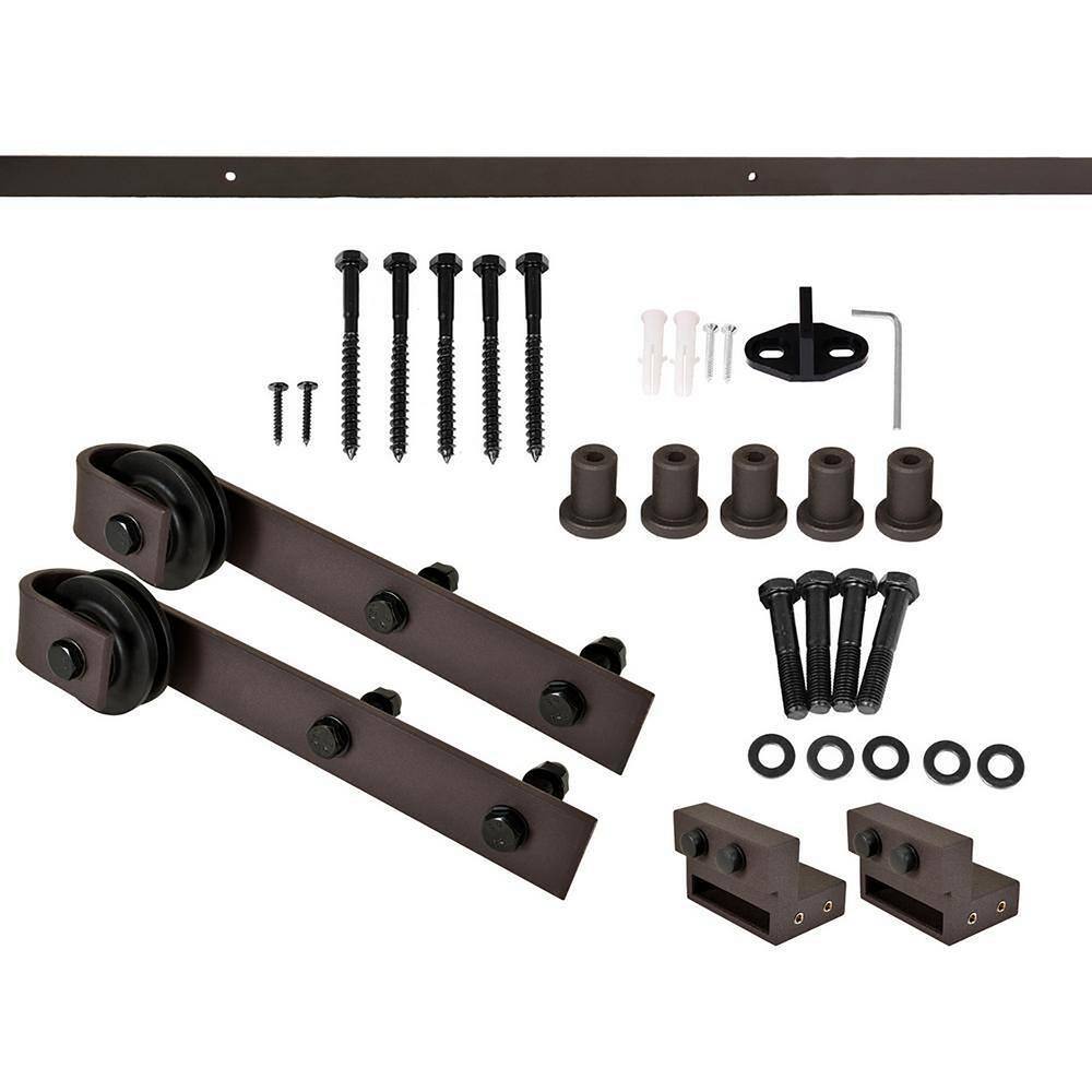 84'' Pure White Knotty Pine Barn Door with Oil-Rubbed Bronze Hardware