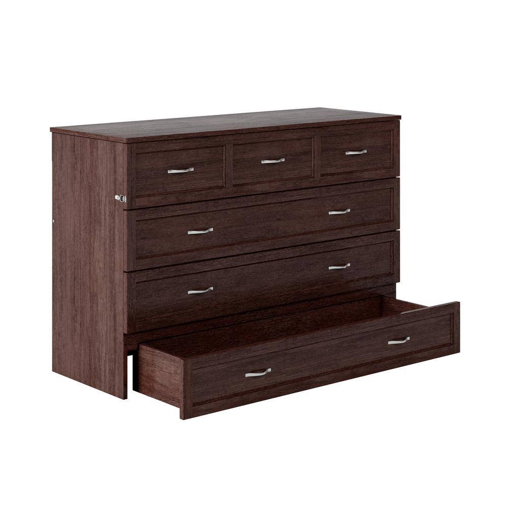 Burnt Amber Queen Murphy Bed Chest with Charging Drawer