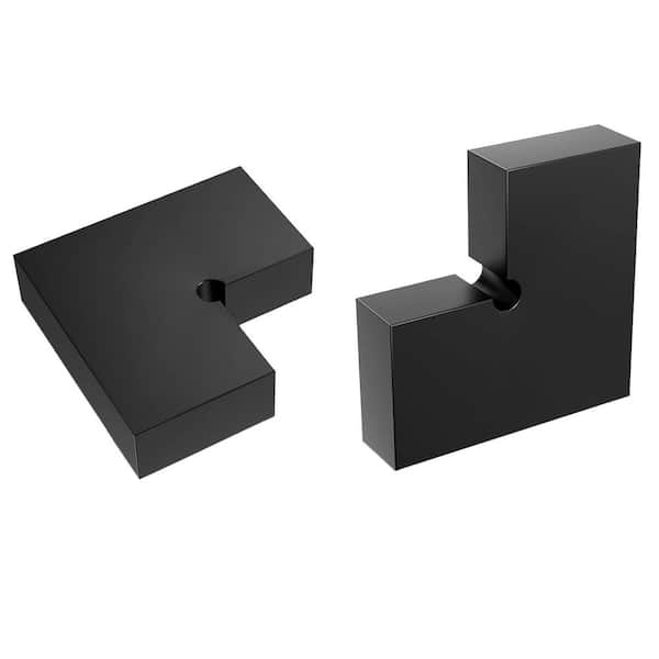 2 Pack Black 90° Handrail Corner Connector 100 mm x 100 mm x 23 mm x 53 mm POM Material for Aluminum Handrail System