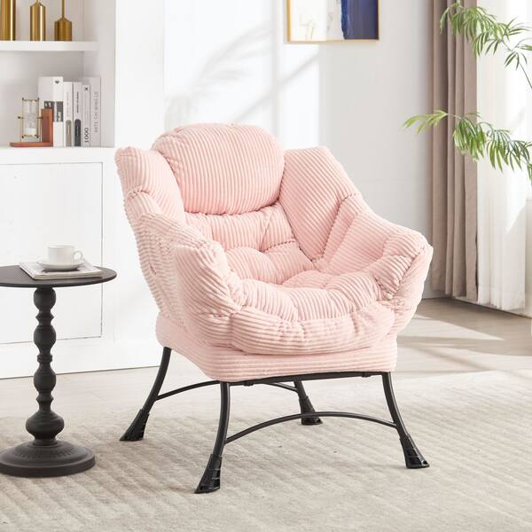 CSC DECOR INC Pink Lazy Chair with Ottoman Lounge Accent Chair