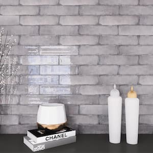 Iris Gris Gray 2.9 in. X 11.8 in. Polished Ceramic Subway Wall Tile (6.03 sq. ft./Case)