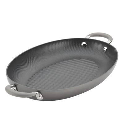 Elementum 15 in. Hard-Anodized Aluminum Nonstick Grill Pan in Oyster Gray