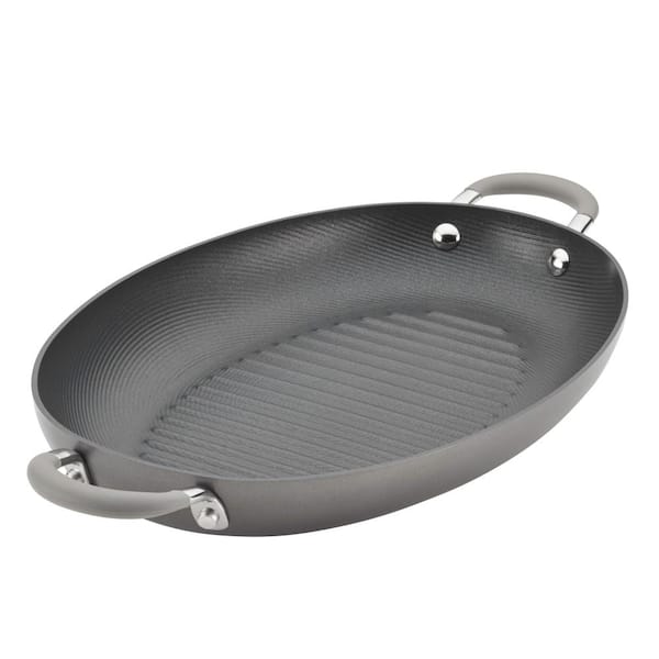 Circulon Elementum 15 in. Hard-Anodized Aluminum Nonstick Grill Pan in Oyster Gray