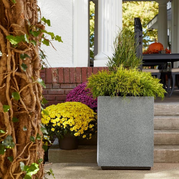Cozumel Column 23 in. x 30 in. Concrete Gray Composite Planter
