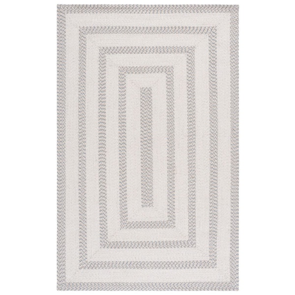 Braided 2 ft. x 3 ft. Ivory/Gray Two-Toned Striped Area Rug