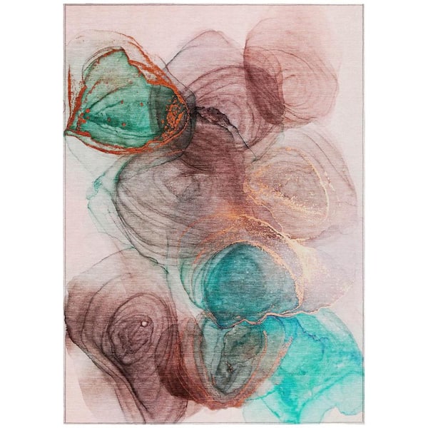 Burgundy 9 ft. x 12 ft. Abstract Indoor / Outdoor Area Rug