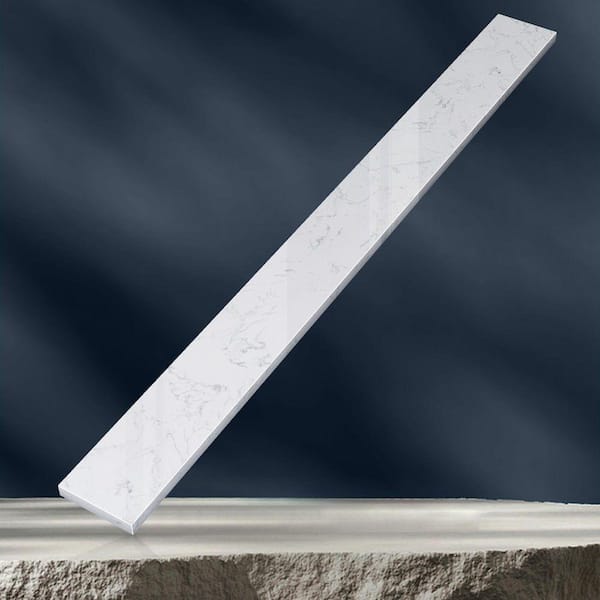 42 in. Engineered Stone Vanity Backsplash 4 in. Bathroom Vanity Back Splash in Carrara White