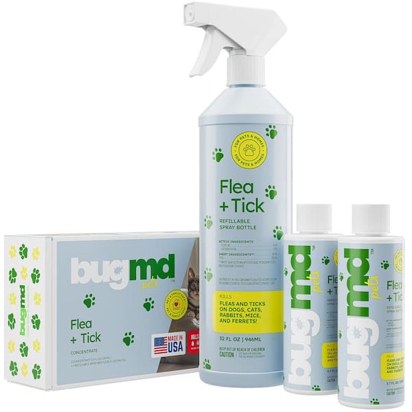 BUGMD Flea Tick Starter Kit 3.7 oz. Concentrated Indoor Outdoor Flea and Tick Insect Killer Spray 2 Pack BG FSK52401 03