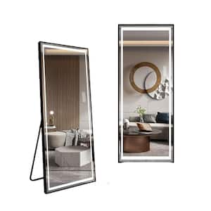 21 in. W. x 64 in. H Rectangular Aluminum Framed Full Length Wall Mount Bathroom Vanity Mirror with LED in Clear