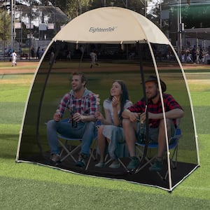 7 ft. x 4 ft. Beige Pop Up Bug Free Screen House Balcony Tent, Mesh Walls, Sealed PE Floor, SPF 50+ UV Protective Top