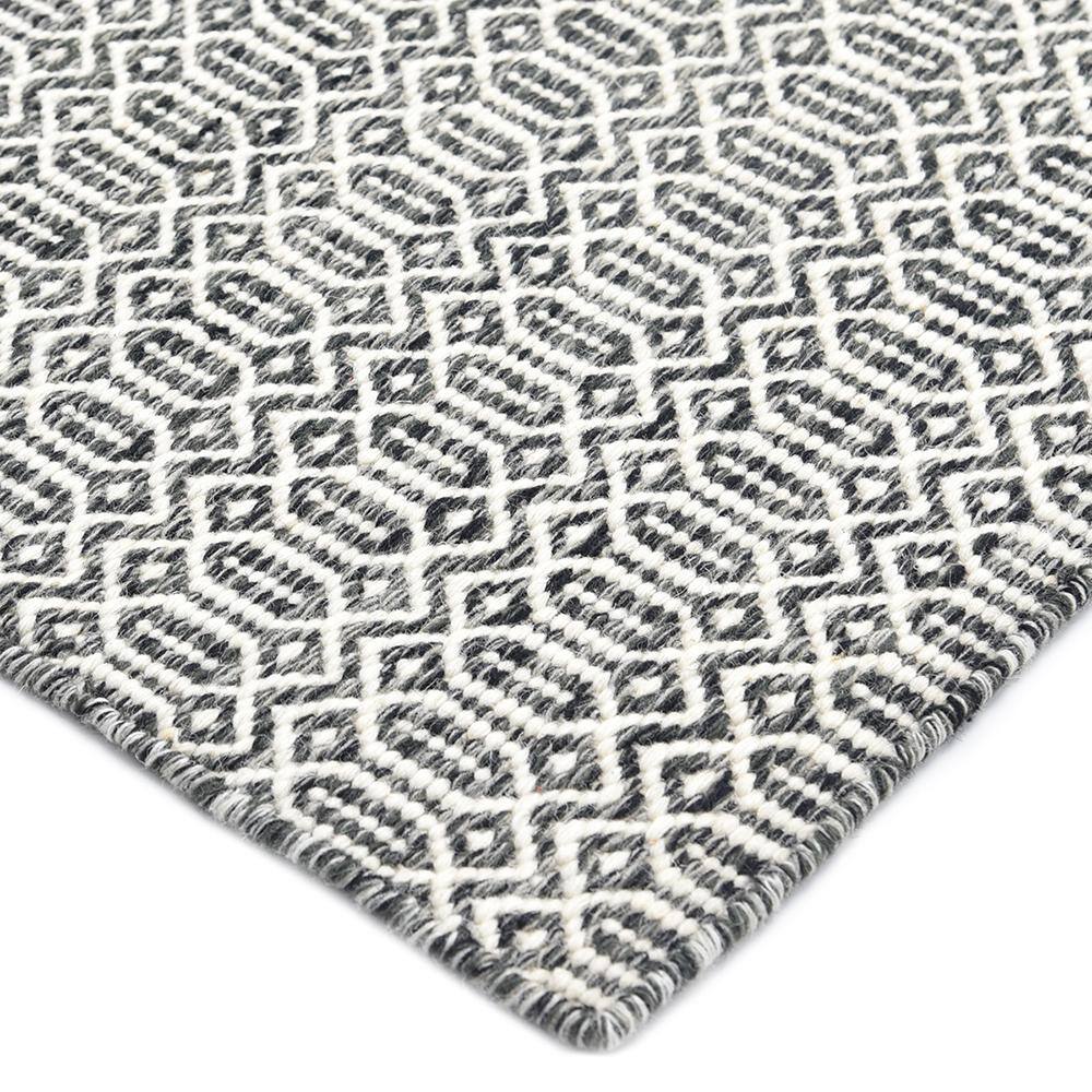 Charcoal Geometric Wool 6' x 9' Handmade Flat Woven Rug