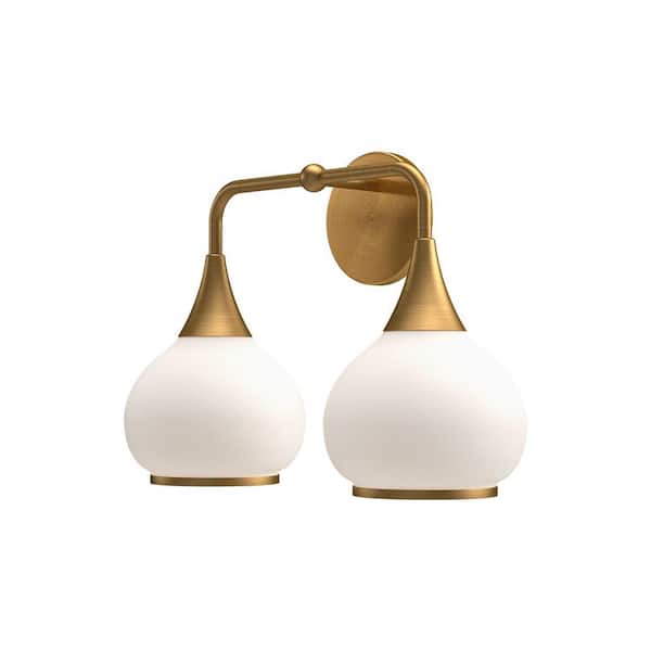 KUZCO HAZEL 17 in. 1 LIGHT AGED BRASS/MATTE OPAL GLASS Vanity Light