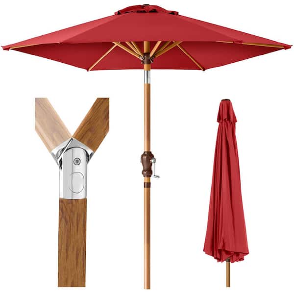 10 ft. crestridge steel market outdoor patio umbrella in sling Elm / Cantilever Hanging while a tilt push button located on the pole body can be adjusted according to the suns location JEAREY 10ft Round Patio Offset
