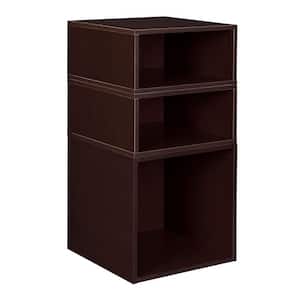 26 in. H x 13 in. W x 13 in. D Brown Wood 3-Cube Organizer