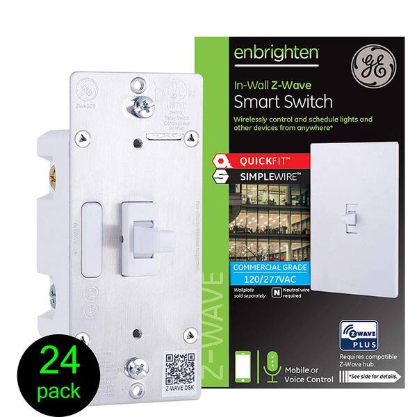 Enbrighten Z-Wave Plus Smart Toggle Light Switch White (24-Pack