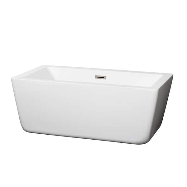Wyndham Collection Laura 4.92 ft. Center Drain Soaking Tub in White