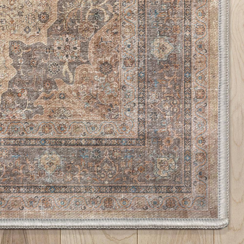Asha Lilith Vintage Beige Brown Chenille Oriental 3' x 5' Area Rug