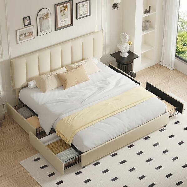 エム子ページ Amazon.com: MUTICOR King Size Bed Frame with 4 Storage