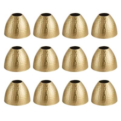 3.5 in. Gold Metal Light Bulb Shade for Outdoor String Lights (12-Pack)