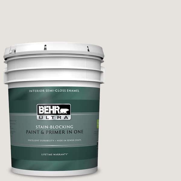 BEHR ULTRA 5 gal. #UL250-13 White Opal Semi-Gloss Enamel Interior Paint and Primer in One