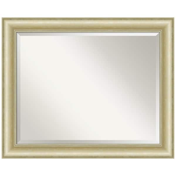 Amanti Art Medium Rectangle Brushed Gold Metallic Beveled Glass Modern Mirror (27 in. H x 33 in. W)