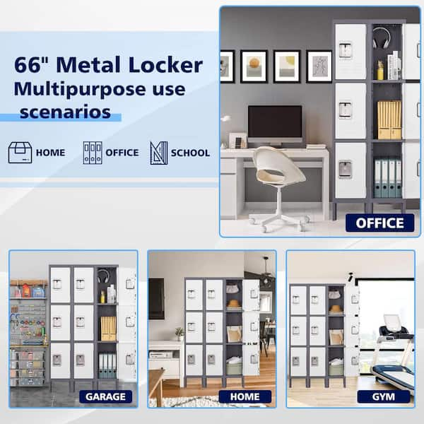 SISESOL Metal Locker Organizer for Work 66 Cabinets with Doors