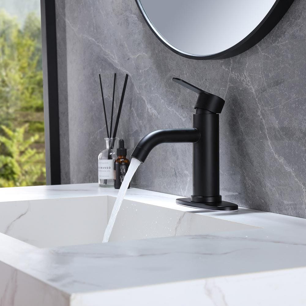 Matte Black Stainless Steel Single-Handle Bathroom Faucet