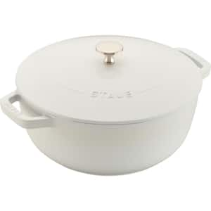 Cast Iron 3. 75-qt. Round Cast Iron Dutch Oven in White with Lid