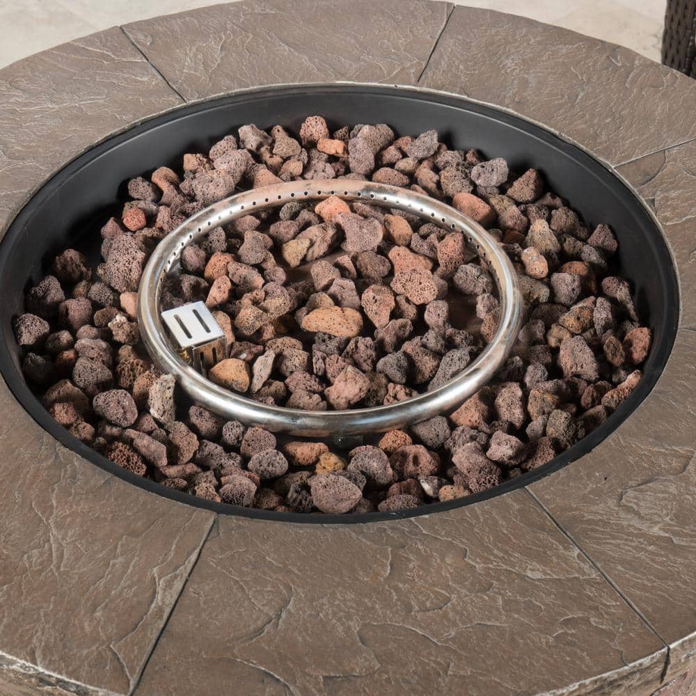 Stillwater 33" Circular Natural Stone Gas Fire Pit