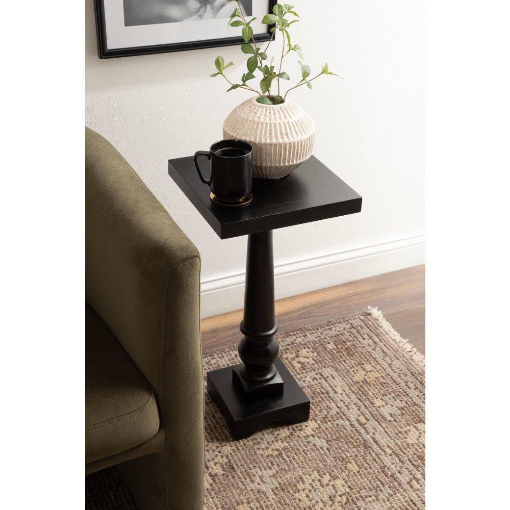 Butterfield 12 in. Black Square Wood Veneer/MDF End Table