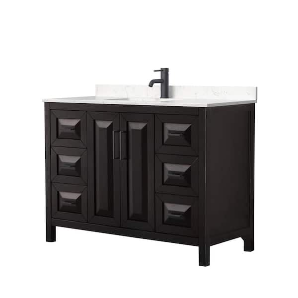 Wyndham Collection Daria 48 in. W x 22 in. D x 35.75 in. H Single Bath Vanity in Dark Espresso with Carrara Cultured Marble Top