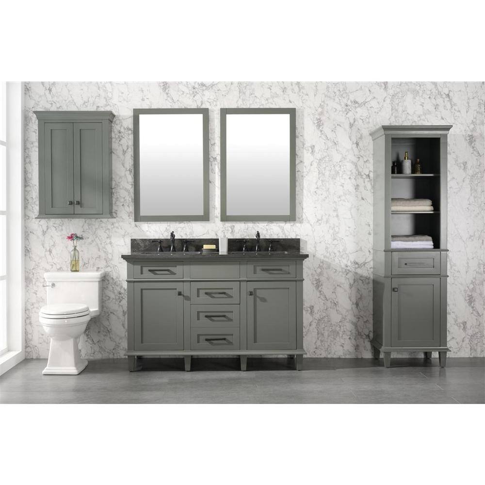 Pewter Green 54" Double Sink Vanity with Blue Lime Stone Top