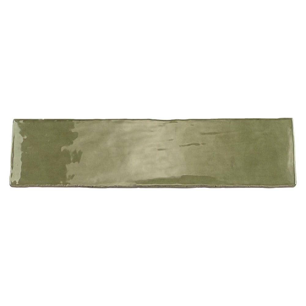 Messi 3" x 12" Polished Green Ceramic Subway Wall Tile