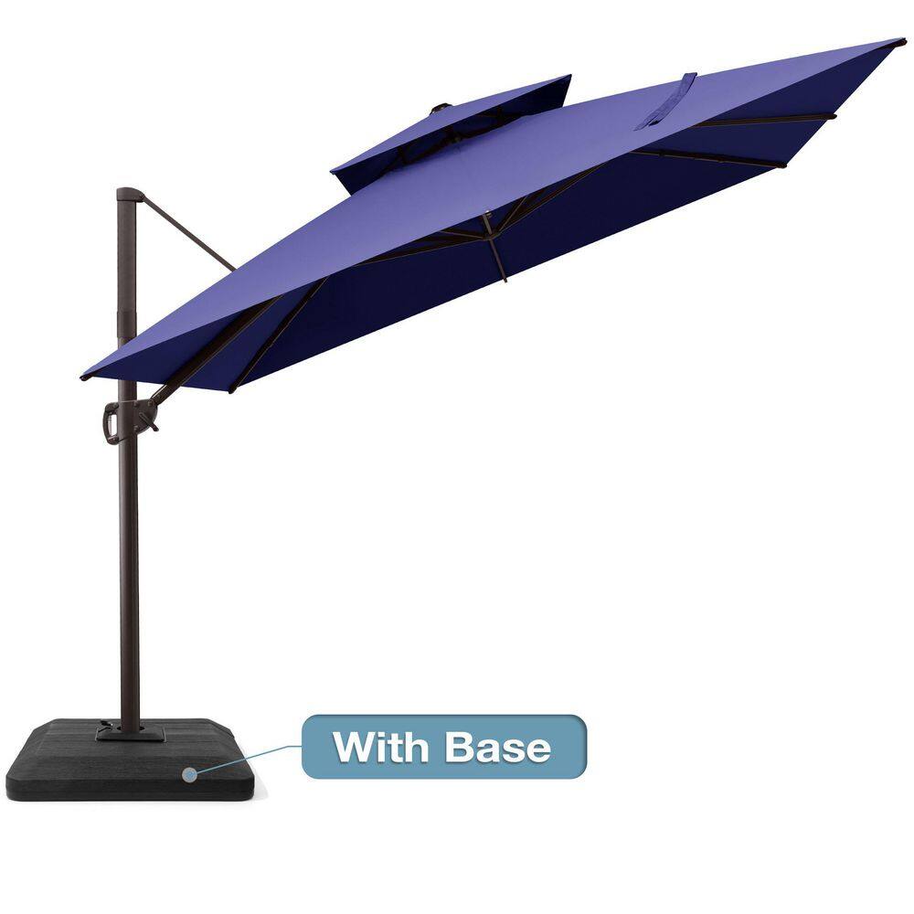 11 ft. x 11 ft. Aluminum Cantilever Patio Umbrella with 240 lbs Base Double Top Outdoor Offset Umbrella in Navy Blue price history on PriceWatchPro
