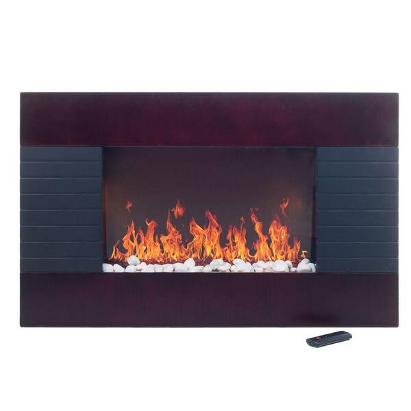 Even Glow 35 in. Electric Fireplace Heater in Mahogany Wood Trim