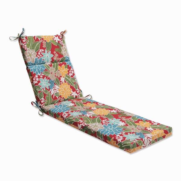 Pillow Perfect Floral 21 x 28.5 Outdoor Chaise Lounge Cushion in Red/Green Bora Cay