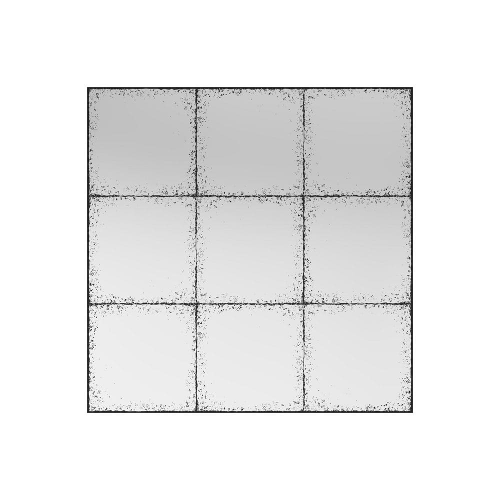 Black 36 in W x 36 in. H Square Metal Framed Decor Wall Mirror with Weathered Etched Lines price history on PriceWatchPro