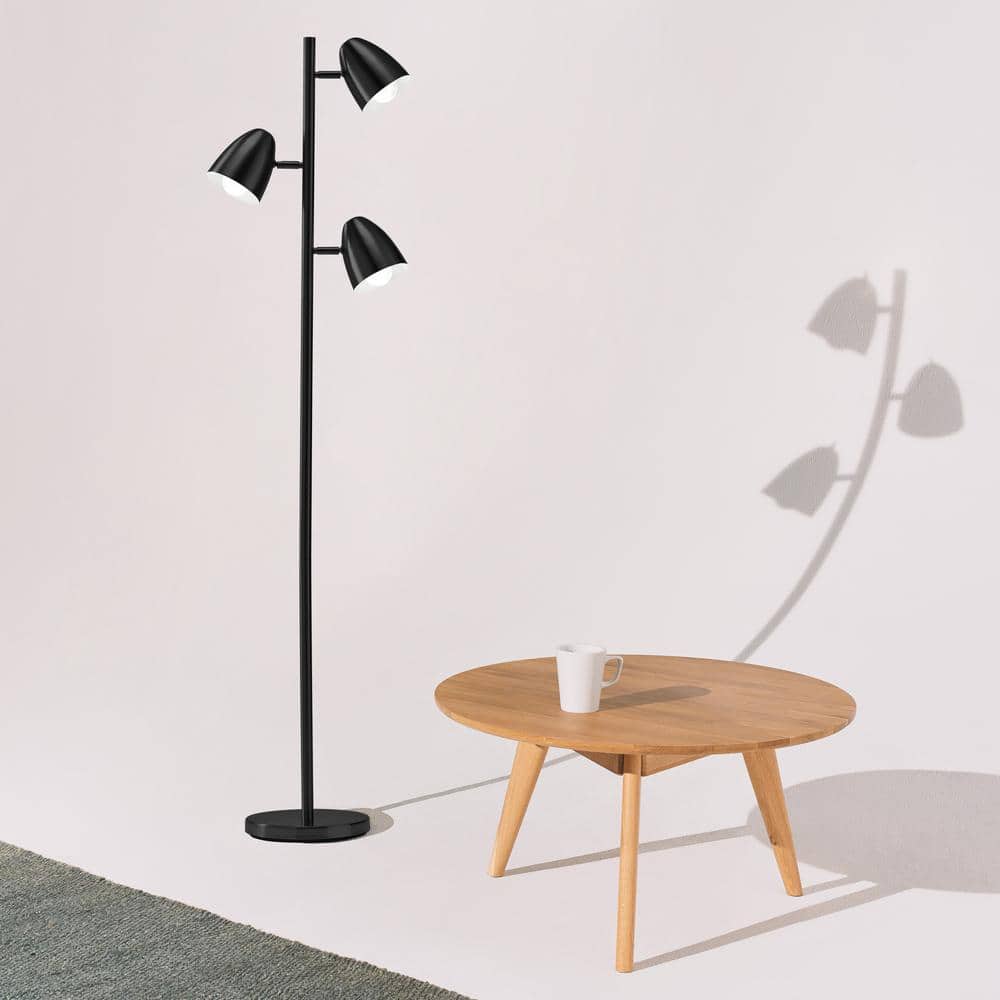 Jacob 64" Black Adjustable Multi-Head LED Floor Lamp