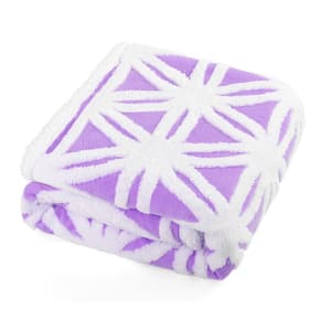 Purple and White Flannel Super Soft Throw Blanket, Warm Blanket Lightweight Microfiber Blanket, 50"x 60"