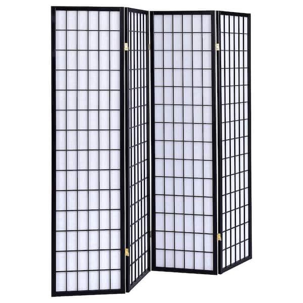 Coaster Black 4-Panel White Folding Screen 4624 - The Home Depot