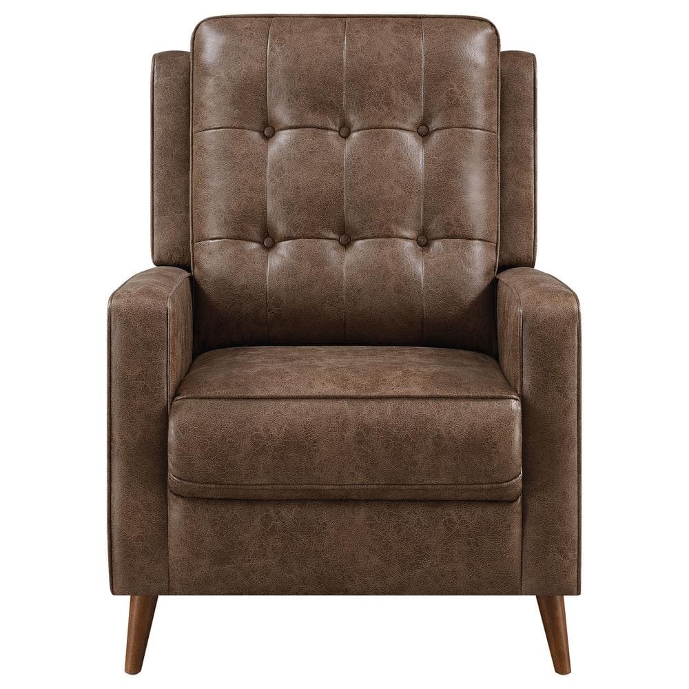 Davidson Brown Microfiber Transitional Recliner with Wood Legs