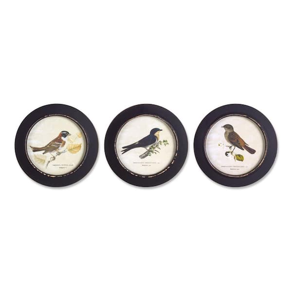 HomeRoots 0.5 in. x 9.5 in. Black Bird Wall Art 3-Piece