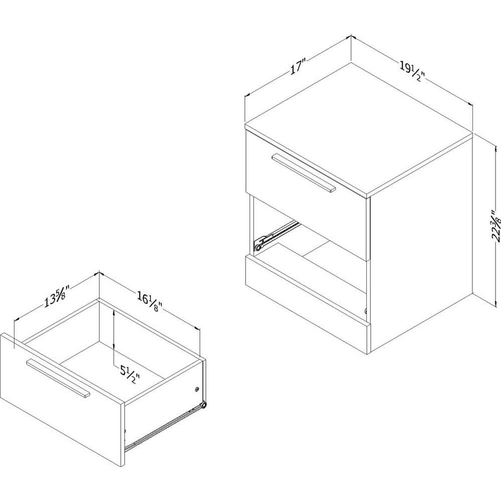 Step One Essential Gray Oak 2-Drawer Nightstand