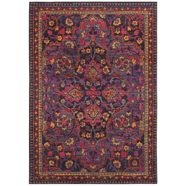 AVERLEY HOME Deliah Oriental Navy/Pink 5 ft. x 8 ft. Area Rug