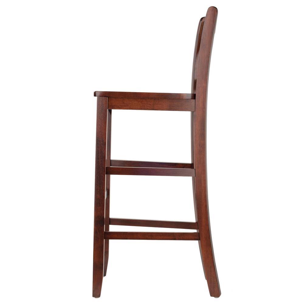Elegant Walnut Finish V-Back Bar Stool Set, 30" Height