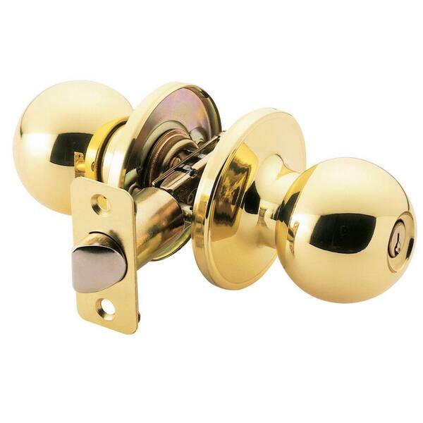 Faultless Ball Polished Brass Keyed Entry Door Knob