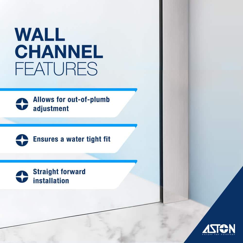 Belmore 72" Frameless Hinged Shower Door in Clear Glass and Stainless Steel
