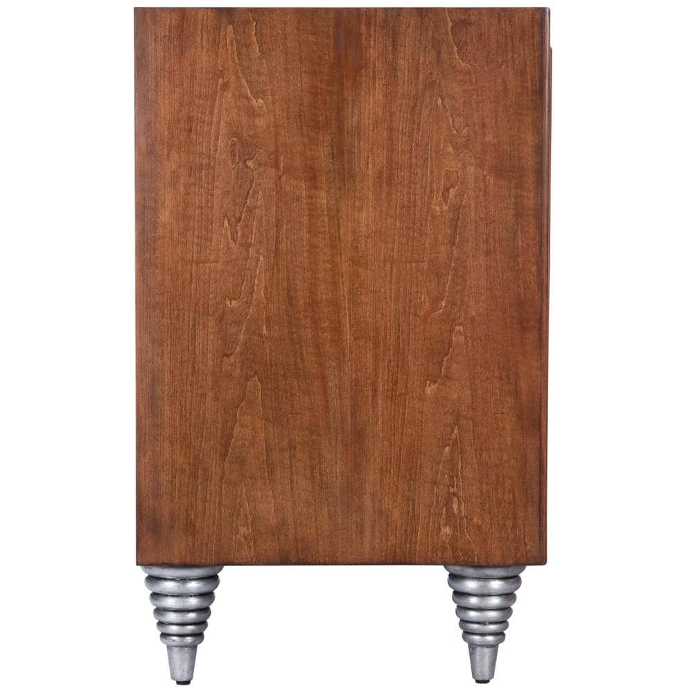 Shelly Capiz Shell & Leather Inlay 180" Sideboard in Brown