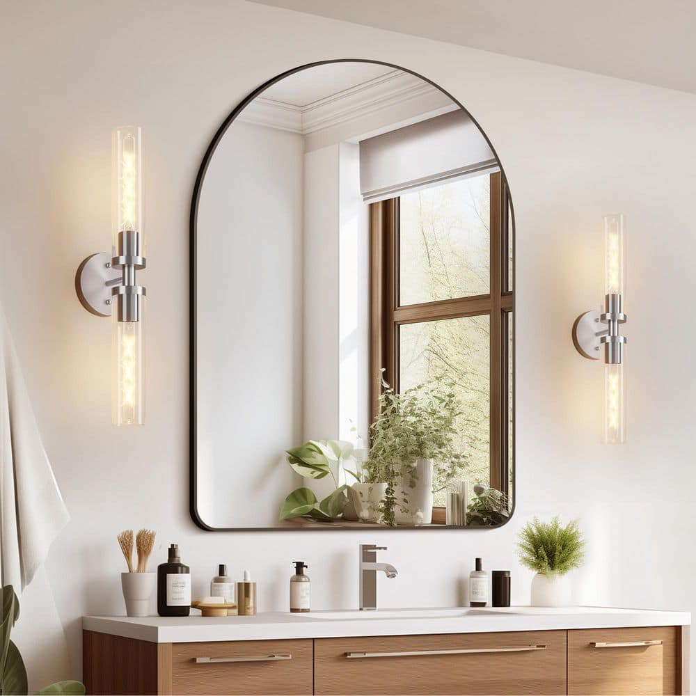 2-Pack 5 in. 2-Light Modern Nickel Vanity Light Wall Sconces with Clear Glass Shades for Bathroom Mirror, Bedroom price history on PriceWatchPro